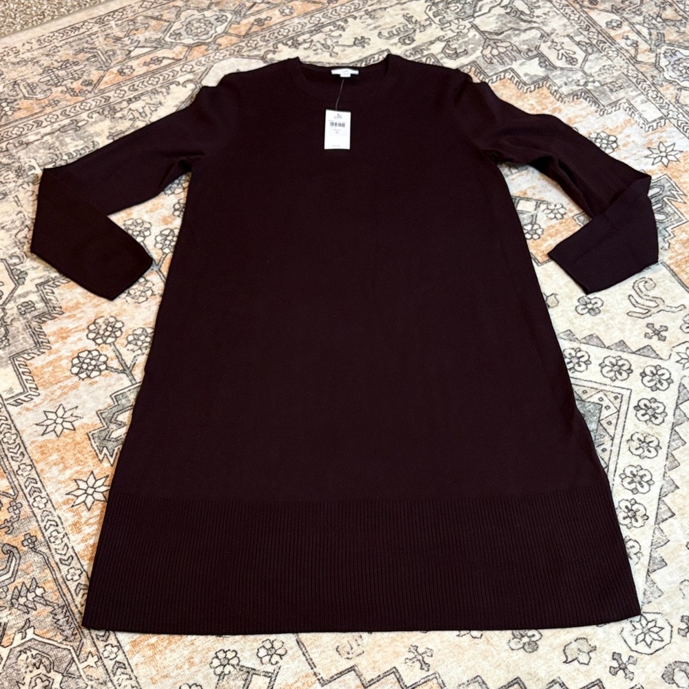NWT J. JILL S long sleeve A line sweater dress in dark fig